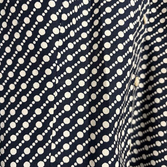 Talbots Navy White Button Up Cotton Blouse Polka Dot Wrinkle Resistant Petite 12 - Picture 4 of 11
